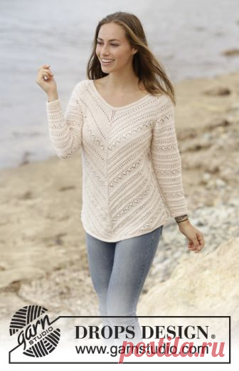 Chevron Delight / DROPS 177-6 - Free knitting patterns by DROPS Design Jumper worked top down with raglan and lace pattern in DROPS BabyAlpaca Silk. Sizes S - XXXL.