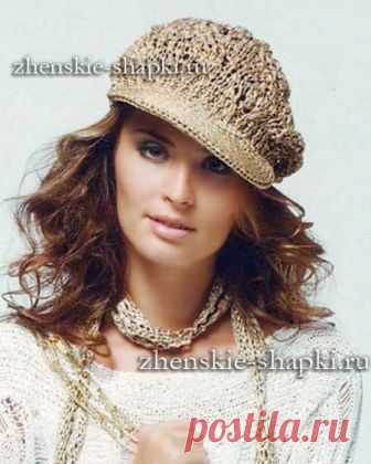 Женская вязаная кепка с козырьком описание вязания шапки схемы