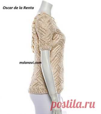 Летний пуловер спицами от Oscar de la Renta | Вяжем с Лана Ви