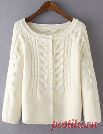 White Cabel Knit Button Front Sweater Shop White Cabel Knit Button Front Sweater online. SheIn offers White Cabel Knit Button Front Sweater & more to fit your fashionable needs.