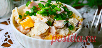 Необыкновенно вкусный салат «Людмила» с грибами, курицей и ветчиной