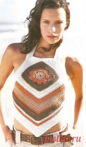 Crochet - Top Flor crochet