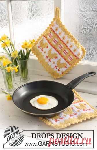 Easter Brunch / DROPS Extra 0-626 - Free knitting patterns by DROPS Design DROPS knitted Easter pot holder with pattern in ”Paris”.