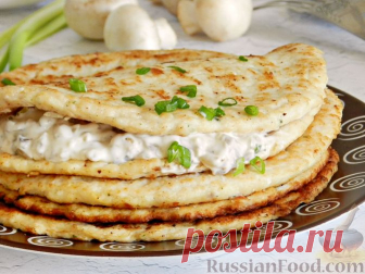 Рецепт: Куриные блины с грибным соусом на RussianFood.com