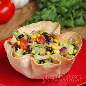 Tortilla Bowl Southwestern Salad Recipe by Tasty
