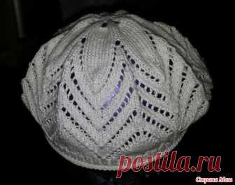 . Летний беретик для девочки на 4 года Наконец-то у нас наступило лето и можно примерять наряды. Вот такой беретик связала для доченьки из пряжи пехорка жемчужная хлопок+вискозой, 425м./100гр. Спицы номер 2,5.