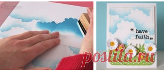 Творчество | Изделия ручной работы. Как сделать небесный фон для открытки