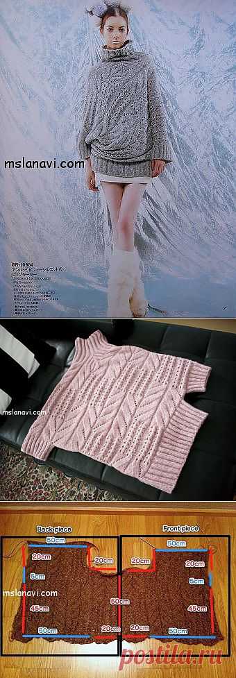 Оригинальный пуловер спицами | Вяжем с Ланой