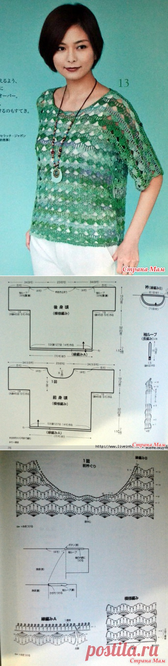 Джемпер простым но необычным узором. Крючок. - ВЯЗАНАЯ МОДА+ ДЛЯ НЕМОДЕЛЬНЫХ ДАМ - Страна Мам