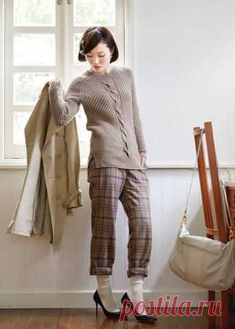 Пуловер-реглан, японская шкатулка, спицы
