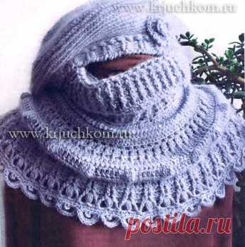 Модное вязание крючком на зиму берет и шарф