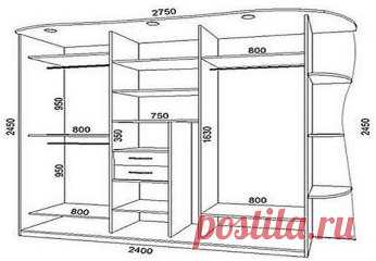 Как сделать шкаф-купе своими руками?
Очень просто! Давайте разберёмся, из чего состоит шкаф-купе.
Корпус шкафа: ЛДСП (ламинированная древесно стружечная плита) + кромка (для обрамления торцов ЛДСП).
Двери шкафа: алюминиевая система (каракас двери, направляющие, ролики) + вставки в дверь.
Фурнитура: крепёж, полкодержатели, штанга, корзины и т.д. 
С чего начать? Всё по-порядку. 
1. Продумываем чертёж шкафа - габариты шкафа-купе, сколько секций в шкафу, количество полок, нужны корзины или ящики,
