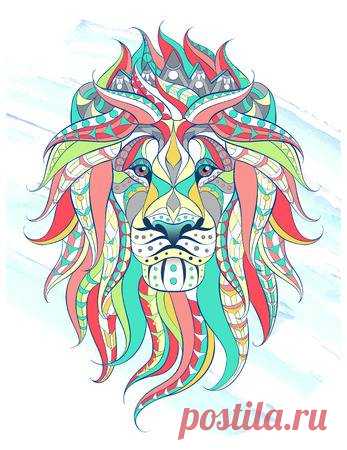 Patterned head of the lion on the grunge background. Leo with.. 123RF - Millions of Creative Stock Photos, Vectors, Videos and Music Files For Your Inspiration and Projects.