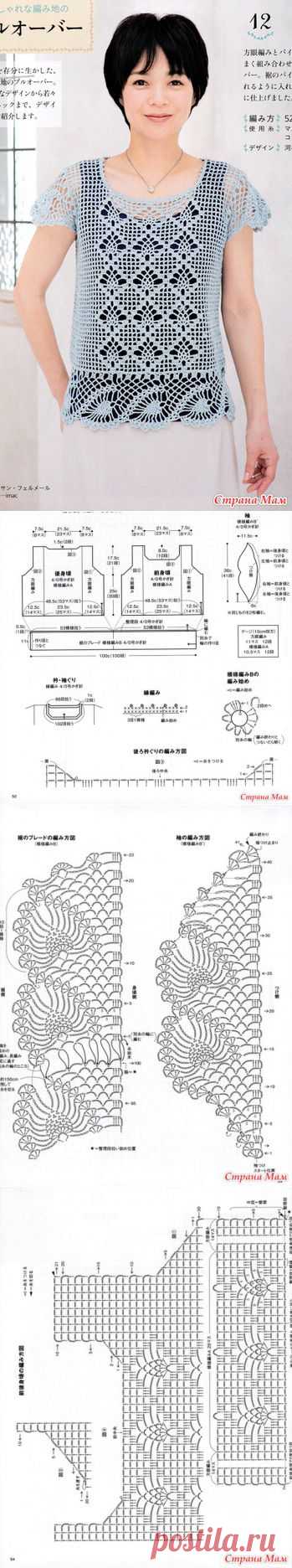 Очень красивый ажурный топ крючком. - ВЯЗАНАЯ МОДА+ ДЛЯ НЕМОДЕЛЬНЫХ ДАМ - Страна Мам