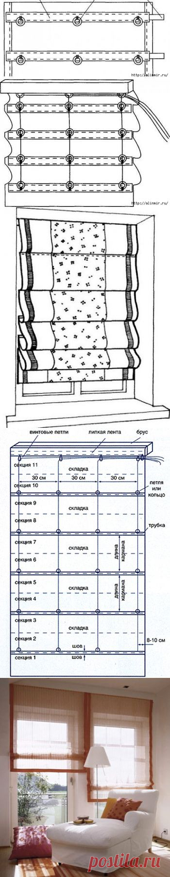 Как сшить римскую штору.