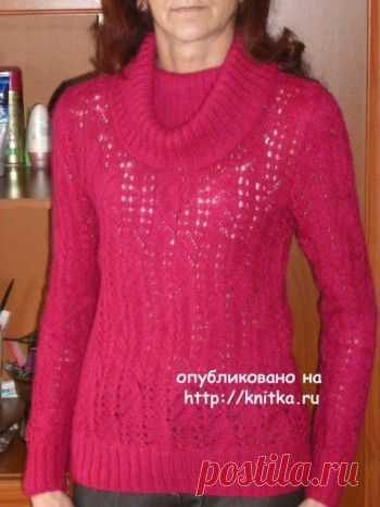 Свитер спицами – работа Марины Ефименко,  Вязание для женщин Здравствуйте! Связала свитер с воротом 