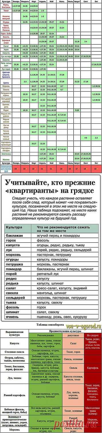 ТРИ ПОЛЕЗНЫХ ТАБЛИЦЫ ДЛЯ ОГОРОДНИКОВ.