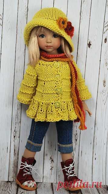 liking the style of this top and hat #dressadoll #dolls #clothes | muñecos de tela | Шляпки Под Платье, Куклы и Желтый Свитер