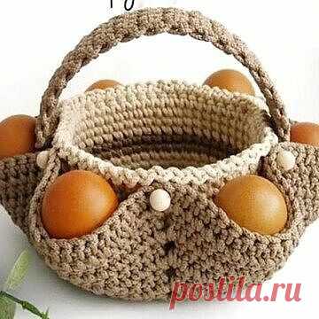 Корзинка-подставка для яиц и кулича. Крючком. Схема. / knittingideas.ru