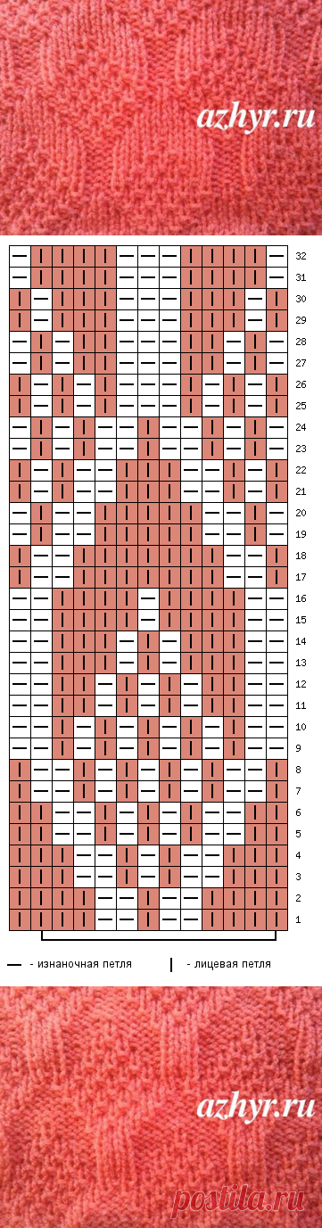 Красивый узор лицевыми и изнаночными | АЖУР - схемы узоров