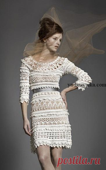 Платье крючком от Ванессы Монторо схемы. Кружевное платье для лета описание