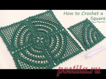 Ажурный КВАДРАТНЫЙ МОТИВ вязание крючком🌿Easy Crochet square motifs pattern for beginners🌿