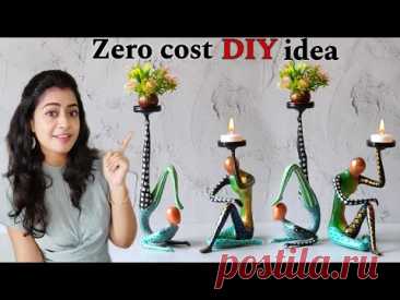 UNIQUE & Easy DIY Candle Holders + Planter Stand ideas | Zero cost DIY home decor ideas