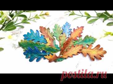 Tiny and realistic polymer clay Oak leaves! #polymerclay #artandcraft #metalclay