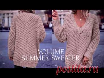 НОВЫЙ ГЛАМУР! 🥂 РОСКОШНЫЙ УДЛИНЕННЫЙ ДЖЕМПЕР УЗОРОМ 3 D! KNITTING SUMMER SWEATER