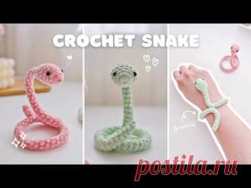 How to crochet snake amigurumi 🐍 snake bracelet crochet tutorial ♡