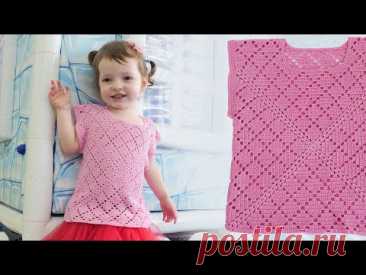 Square Crochet Top ⛝ Топ из двух квадратов для девочки крючком (часть 2)