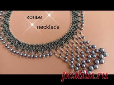 Beaded necklace. Колье-галстук. Бисерная сетка. МК