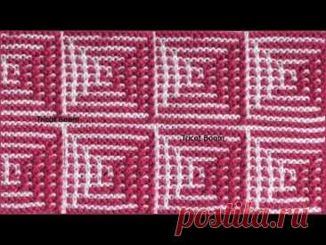 Квадраты с эффектом 3d очень просто. Мозаичное вязание спицами.