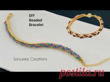 Braids on Herringbone Bracelet || How to make Beaded Bracelet