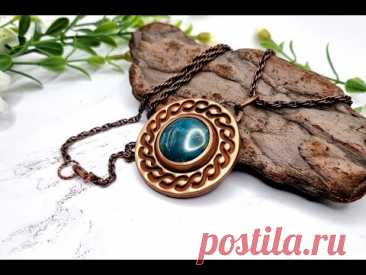 How to make Simple and Easy Greek Style Pendant with Polymer Clay and Stamp. Jewelry Project!