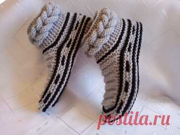 Плетени Терлици - Модел 20 (Knitted Slippers) (Тапочки спицами) (Patik) (Pantufas passo a passo)