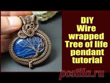 DIY, wire wrapped tree of life pendant tutorial free. jewelry step by step tutorials for beginners