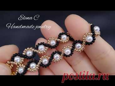 Элегантный и Простой Браслет из бисера и бусин МК DIY Elegant and Easy Beaded Bracelet Tutorial #diy