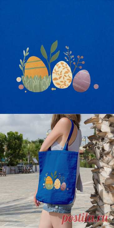 Сумка «Декоративные пасхальные яйца» цвет белый - дизайнер принта Anstey