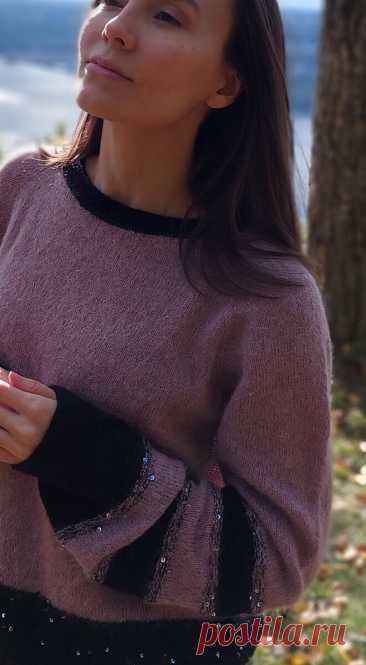 Пуловер регланом или Как пристроить случайную пряжу из собственных запасов? Отчётные фото. | Вязание. Мария Рыбакова | Дзен