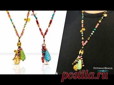 Vermont Summer Nature Knotted Necklace - DIY Jewelry Making Tutorial by PotomacBeads