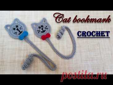 симпатичная закладка-кошка крючком | идеи вязания крючком кошачьей закладки