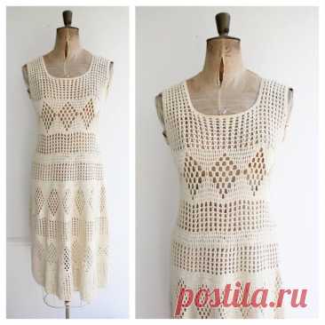 Filet Roses Crochet Dress 45A