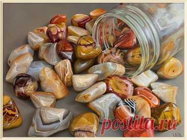 Гиперреалистичные картины с полудрагоценными камнями и минералами от художницы Лары Рестелли | Галерея ARTist | Дзен