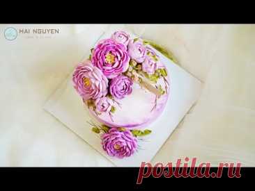 Decorate Beautiful Camellia Cake | Bánh Hoa Trà Sắc Tím Trang Trí Nhẹ Nhàng Tinh Tế