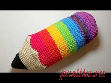 Estuche o Lapicera de lápiz tejido a crochet | Super Easy Crochet Pencil - pencil case