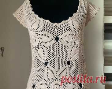 Filet Roses Crochet Dress 45A