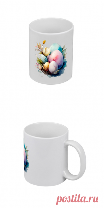 Кружка «Пасхальные яйца, акварельная абстракция» цвет белый - дизайнер принта Anstey