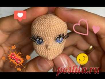"Ленивая" вышивка глаз вязаной куколке (eyes embroidery)