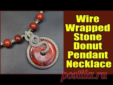 Handmade Wire Wrapped Stone Donut Pendant Necklace Valeriy Vorobev.